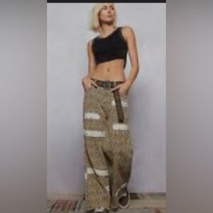 POL Black and Brown Patterned Pants